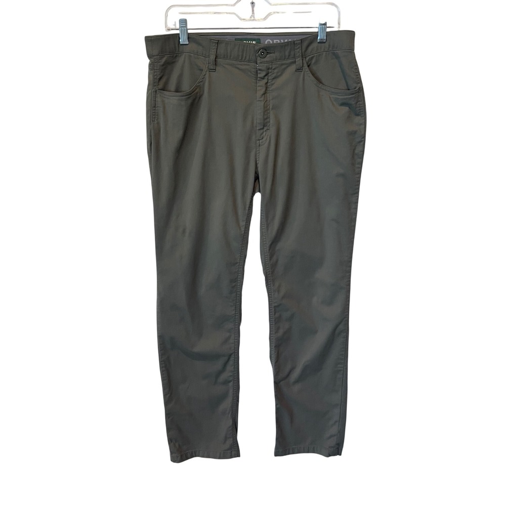 Orvis 34x32 (28) Tech 5-Pocket Pants Olive Green Stretch Cotton Nylon Outdoor